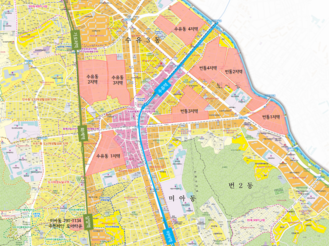 강북구 모아타운 추진현황 위치도